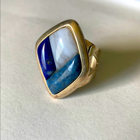 Desert Trading Company sterling silver and Lapis Blue Lace Agate ring - Picture 1 of 8